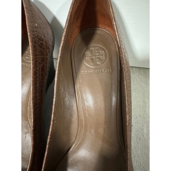 Tory Burch Leather Wedge Pumps Brown size 10 1/2 - Picture 7 of 12